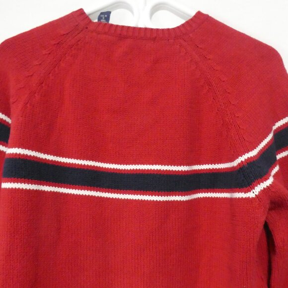 JOHN ASHFORD | small | Striped Red Knit Crewneck Sweater - Picture 11 of 16